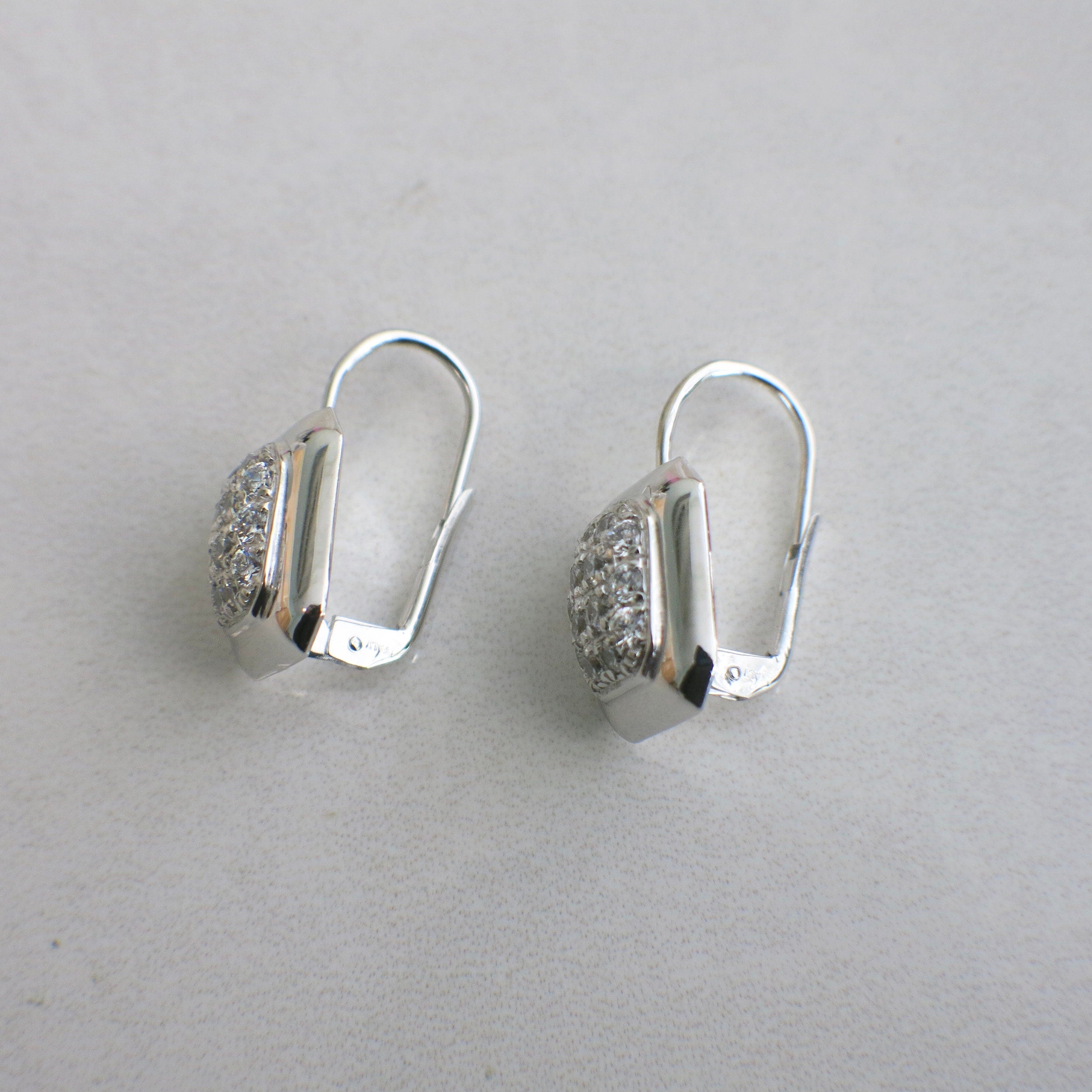 14K White Gold Diamond Rectangle Dangle Earrings | Cluster Drop Earrings .84 CTW - Black Market LLC