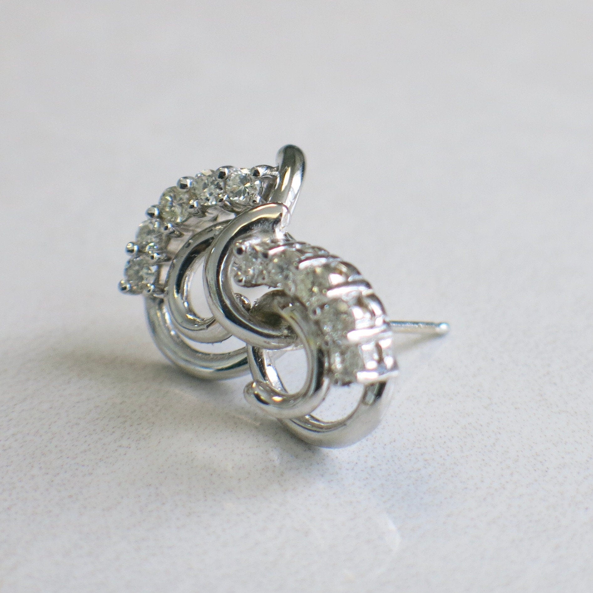 14K White Gold Diamond Swirl Earrings – .50 CTW Vintage Studs - Black Market LLC