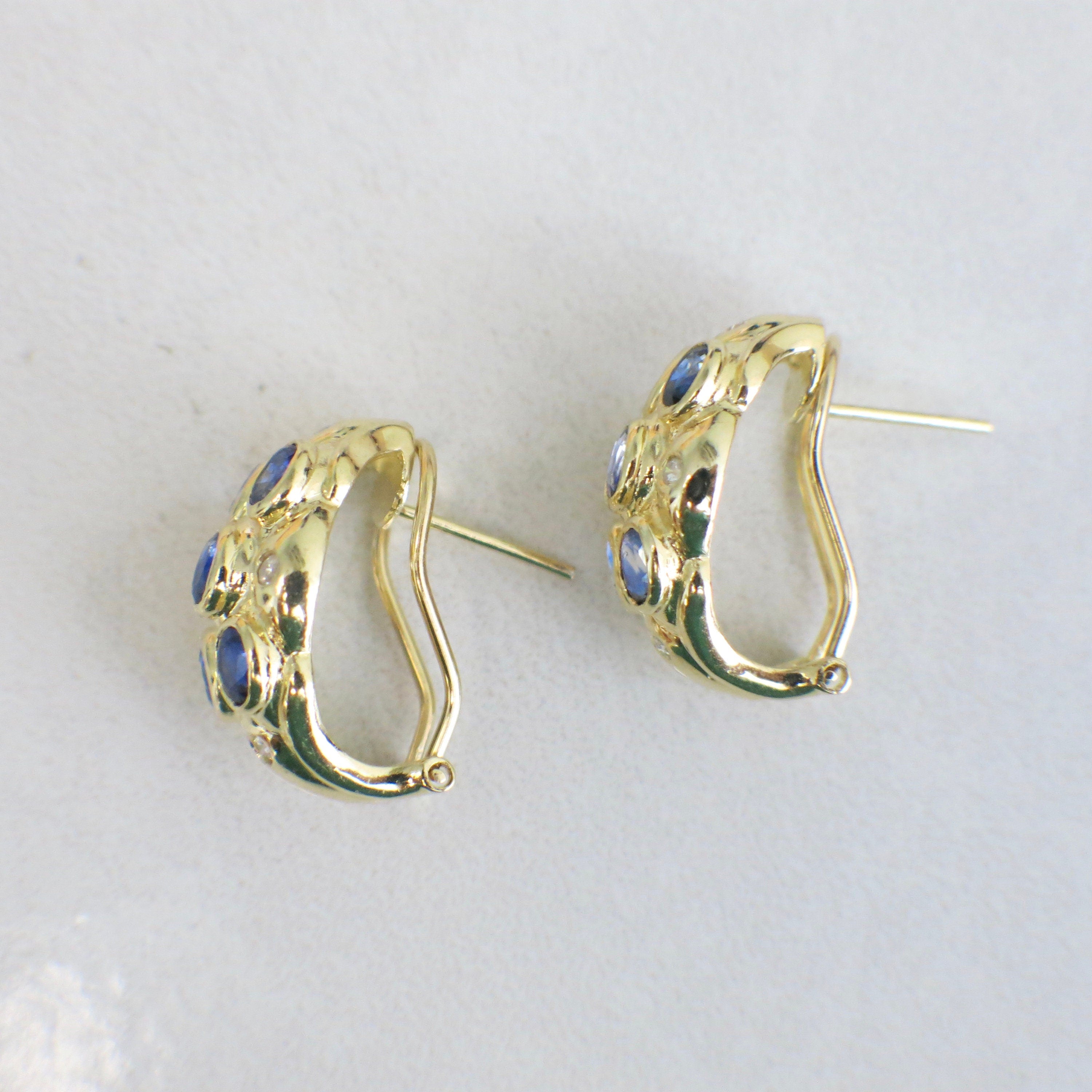 Vintage 14K Yellow Gold Sapphire and Diamond Earrings – Oval, French Clip - Black Market LLC