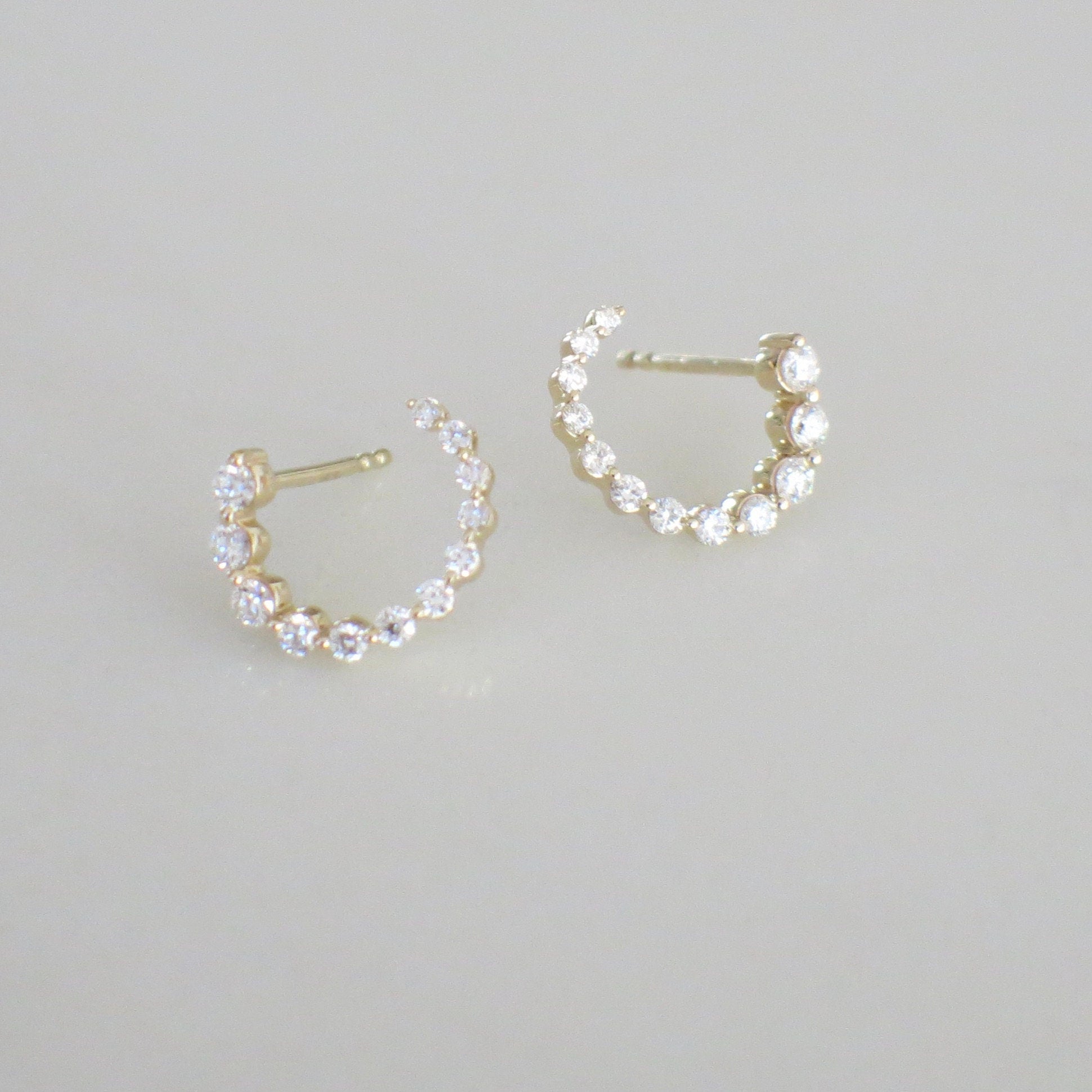 14K Gold Diamond Hoop Earrings | Front-to-Back Dangle Hoops in Yellow, White, or Rose Gold - Black Market LLC