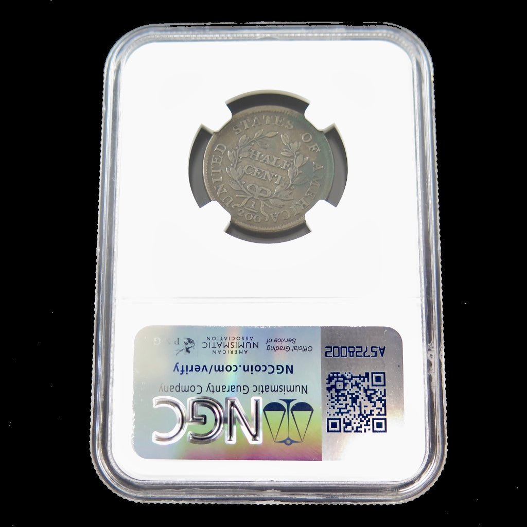 1804 Draped Bust Half Cent – Spiked Chin C-7 – NGC VG Details - Black Market LLC