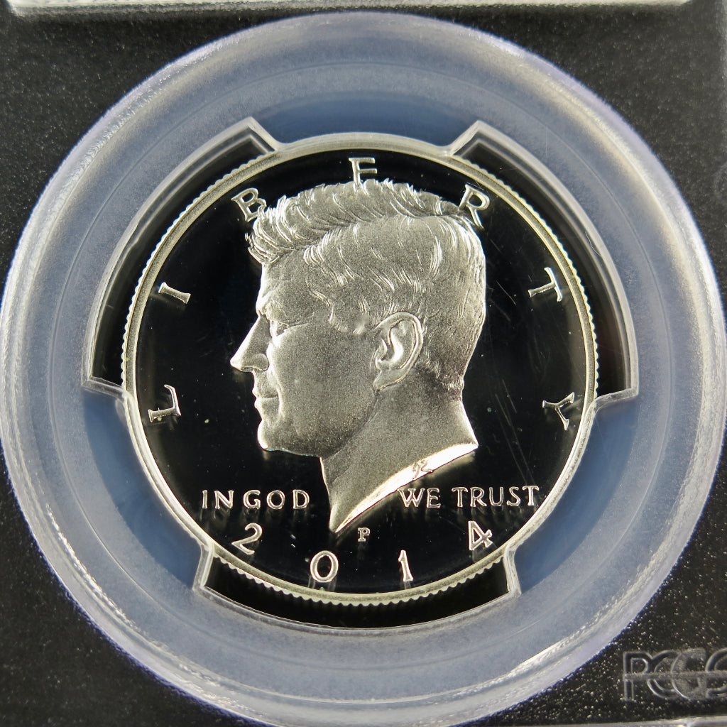2014-P Kennedy Half Dollar PCGS PR70DCAM silver proof coin, 50th anniversary issue, 90% silver, Black Market LLC.