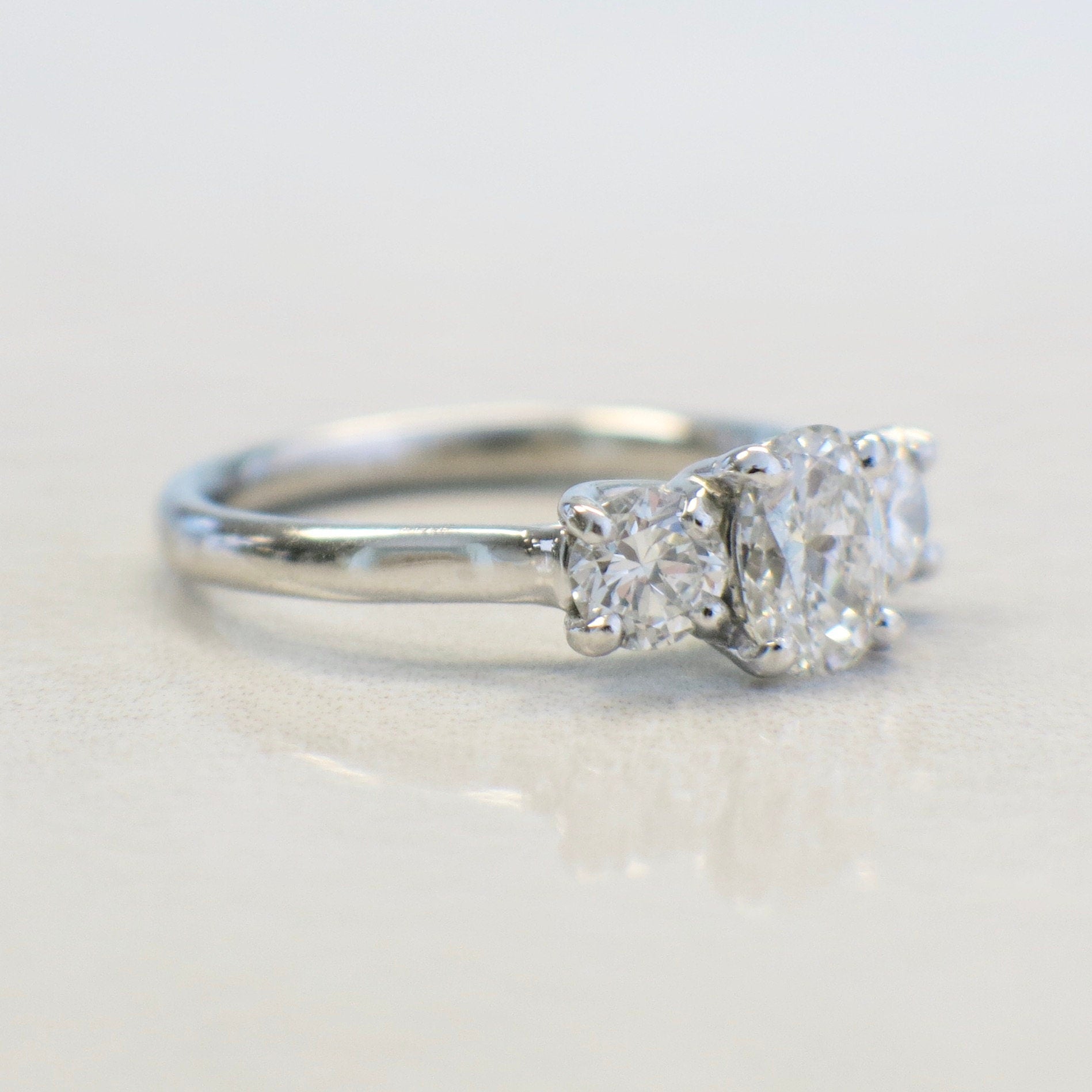 Platinum Oval Diamond Three Stone Engagement Ring | GIA Certified 1.41ctw - Black Market LLC