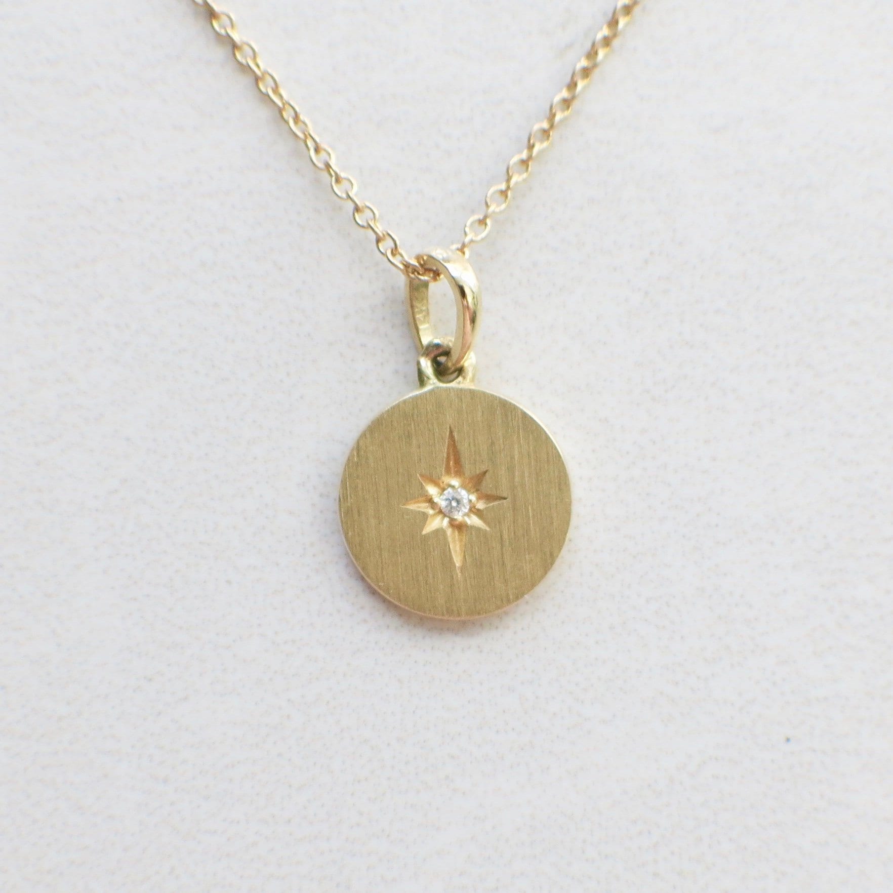 14K Gold Starburst Diamond Disc Pendant Necklace, Adjustable Layering Necklace - Black Market LLC