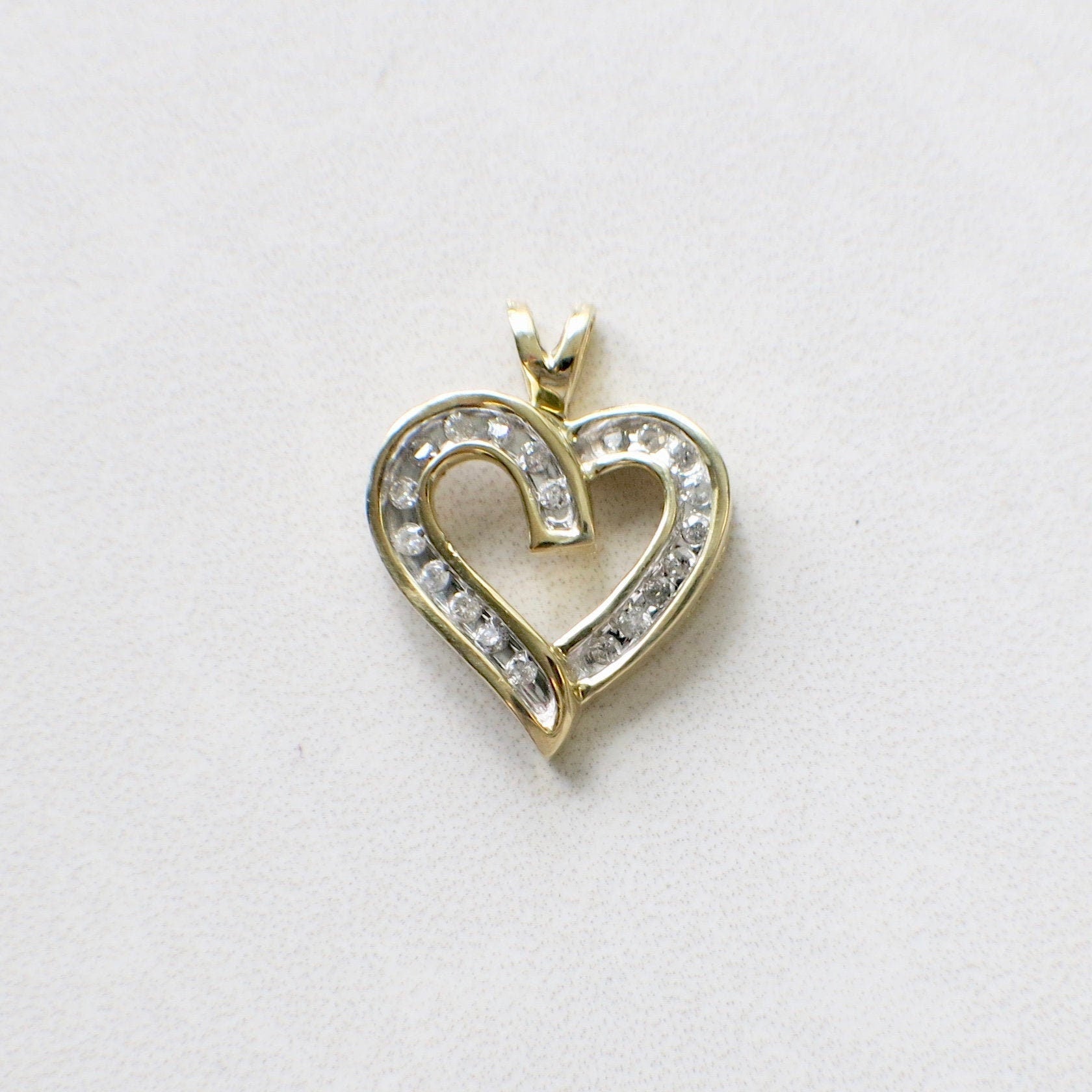 14K Two-Tone Gold Diamond Open Heart Pendant – .30 CTW - Black Market LLC