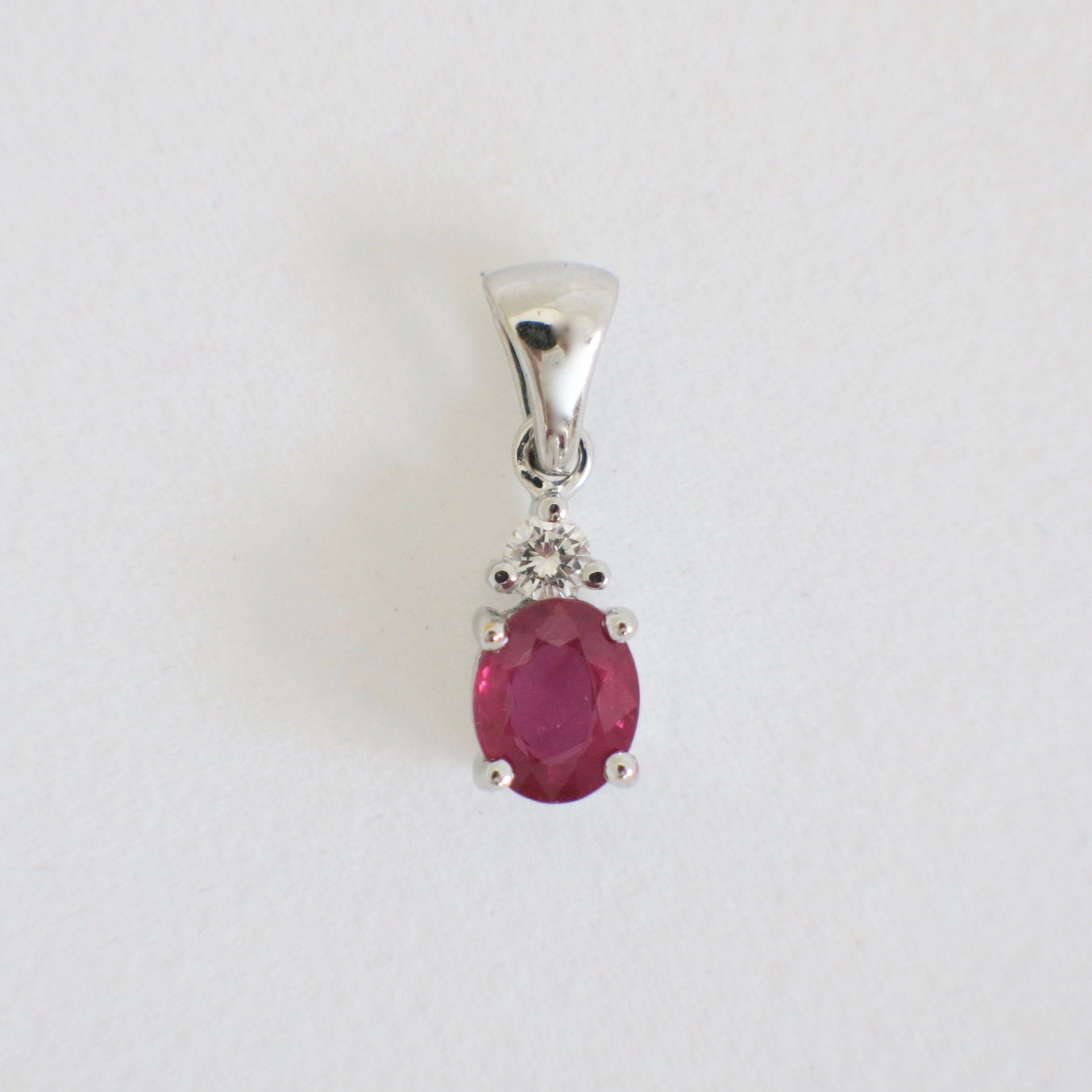 18K White Gold Ruby and Diamond Pendant | July Birthstone Necklace - Black Market LLC