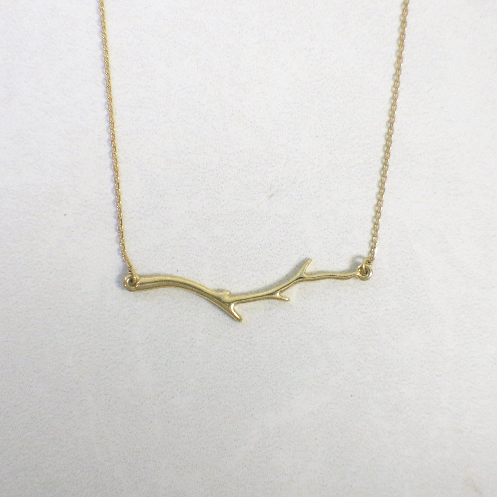 14K Gold Branch Bar Necklace | Nature-Inspired Leaf Twig Layering Necklace Adjustable 16–18 Inch - Black Market LLC