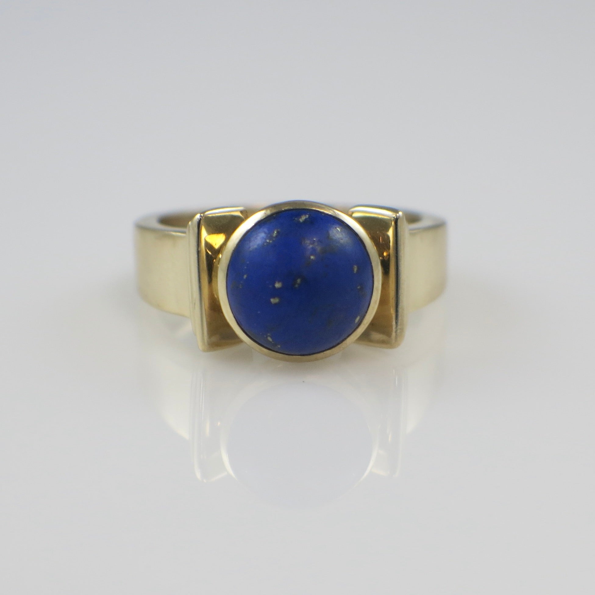 10K Yellow Gold Lapis Lazuli Ring – Vintage Statement Signet Ring Size 8 - Black Market LLC