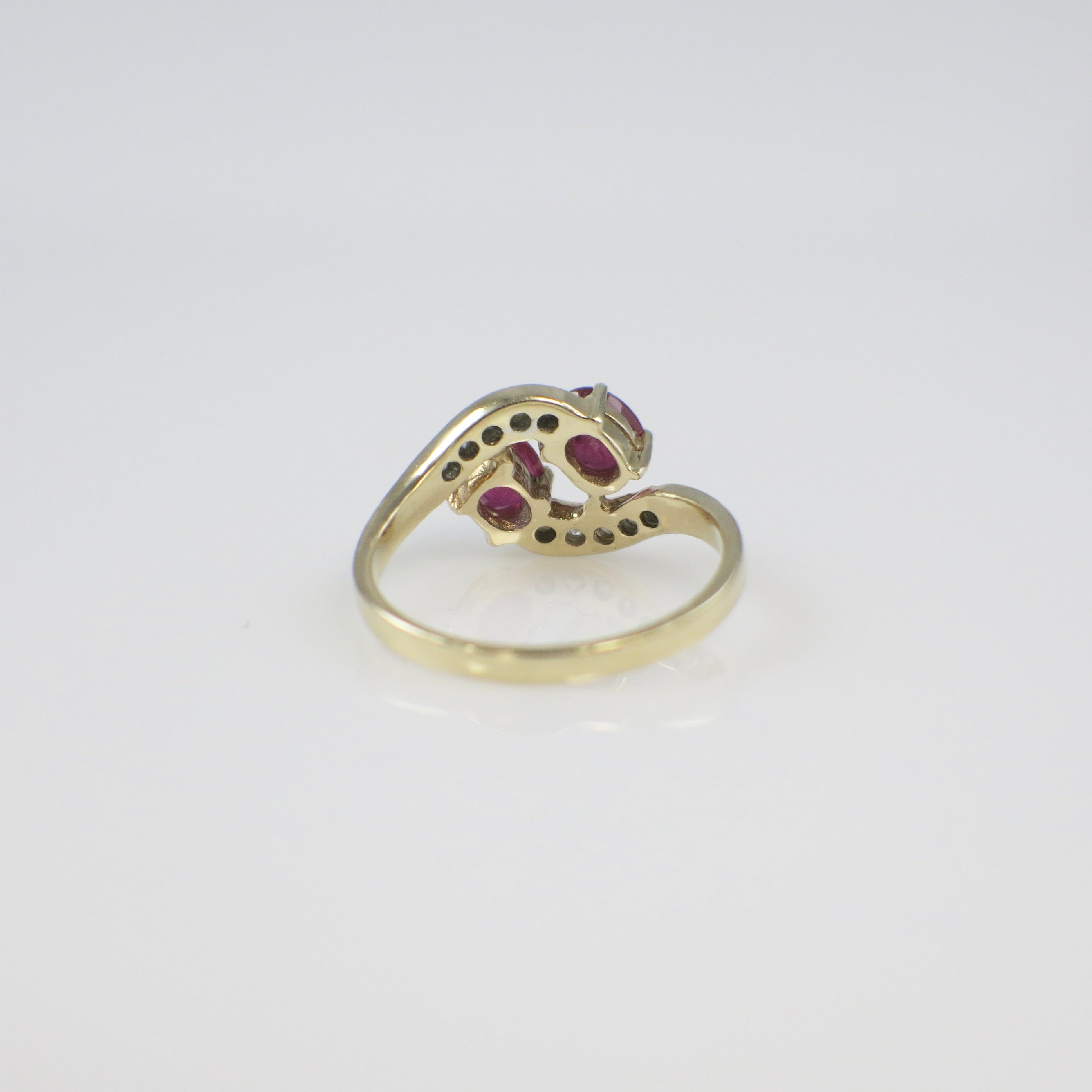 14K Yellow Gold Ruby and Diamond Bypass Ring – Size 6 - Black Market LLC