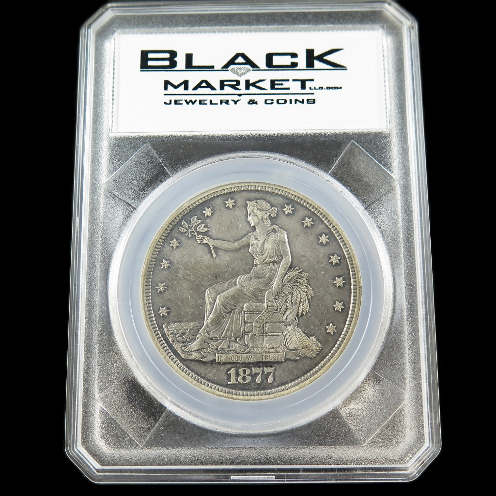 1877-S Trade Dollar – Raw AU Details – Early U.S. Silver Dollar - Black Market LLC