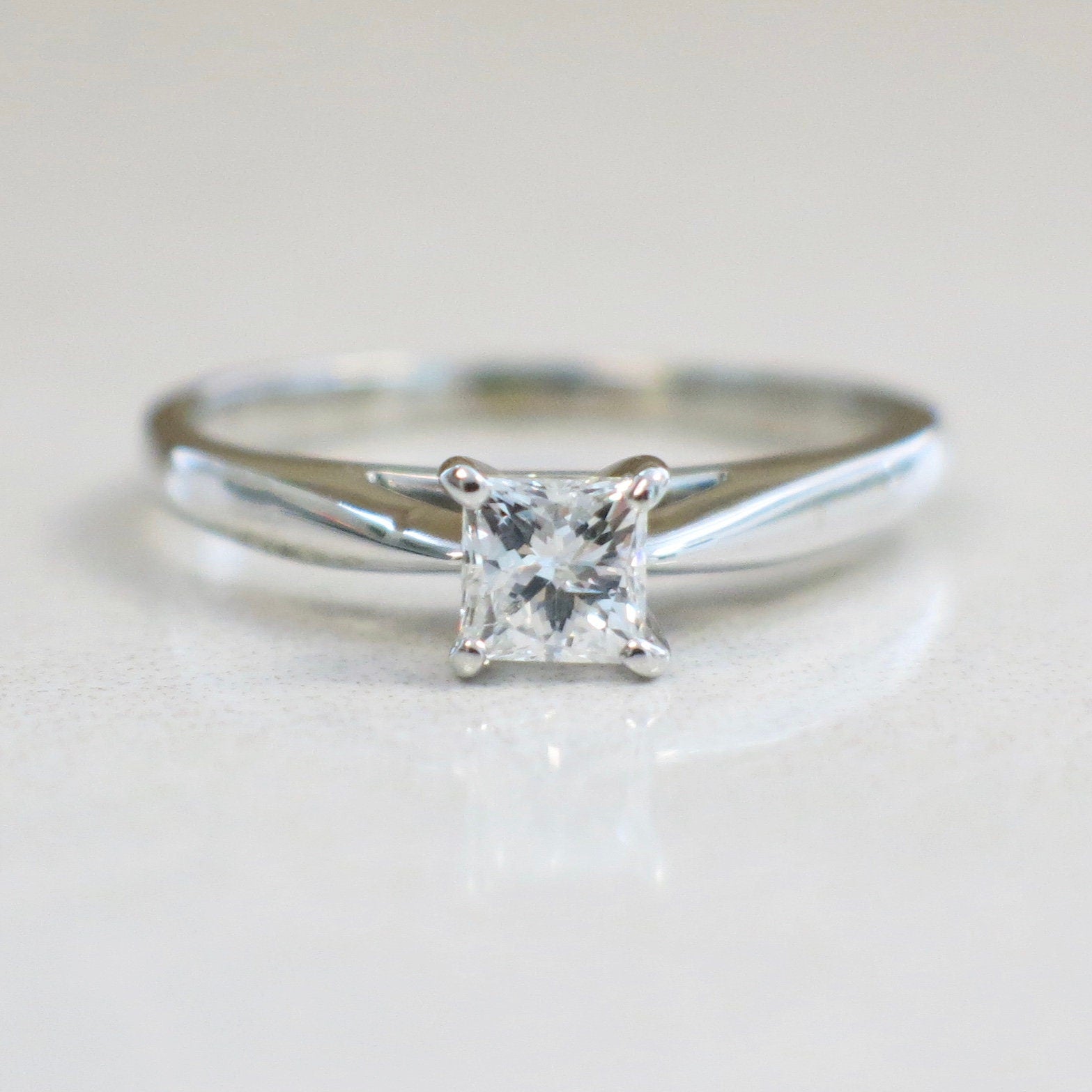 14K White Gold Princess Cut Diamond Solitaire Engagement Ring | .33 CTW Size 6.25 - Black Market LLC