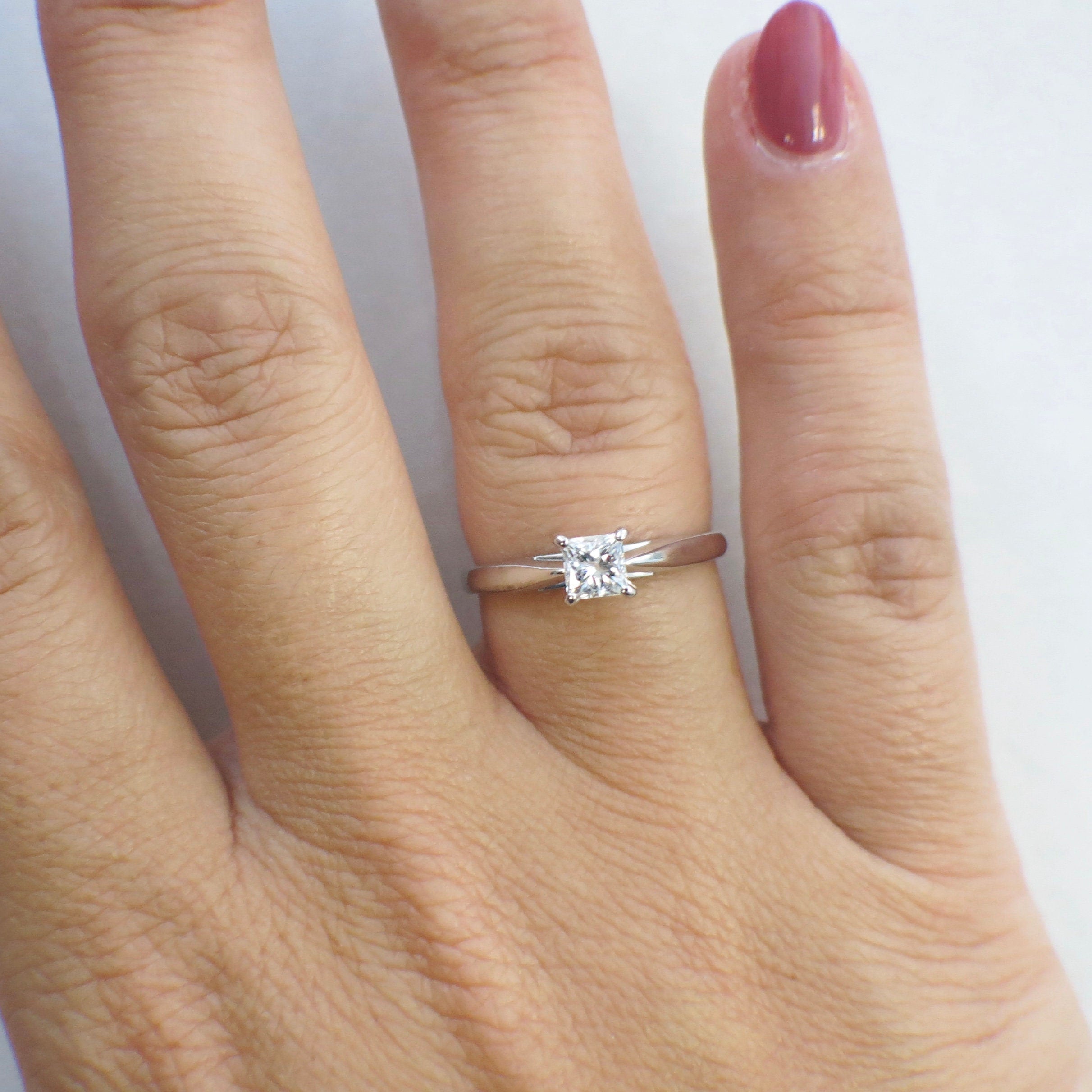 14K White Gold Princess Cut Diamond Solitaire Engagement Ring | .33 CTW Size 6.25 - Black Market LLC