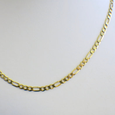 14K Yellow Gold Figaro Chain Necklace | 18 Inch | 10g Solid Gold | 4mm Wide Men's or Unisex Chain | Classic Italian Link Style