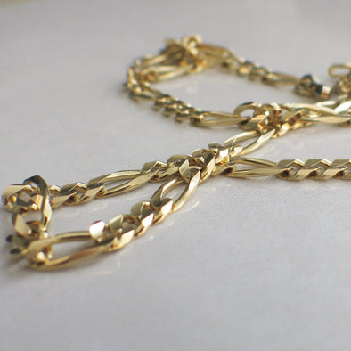 10K Yellow Gold Figaro Chain – 20” Long, 5.7mm Wide, 23.2g, Vintage Men’s Necklace