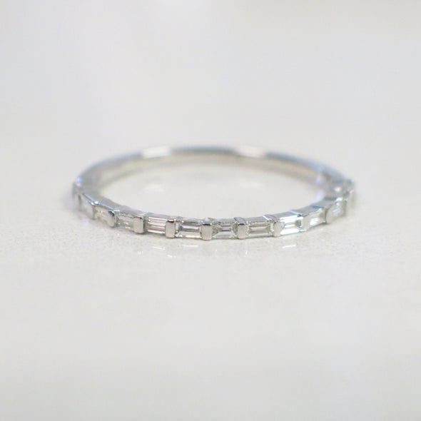 14K Gold Baguette Diamond Wedding Band – Stackable East West Anniversary Ring