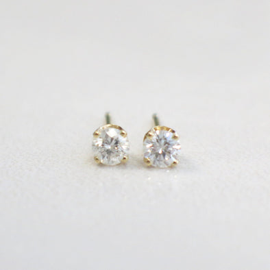 Total Carat Weight .30, Diamond Stud Earrings 14K Yellow Gold Threaded Backs I1 G Classic Gift Jewelry Simple Elegant Sparkling