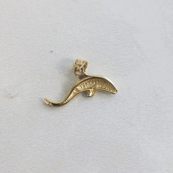 14K Yellow Gold Dolphin Charm Pendant Vintage Ocean Jewelry