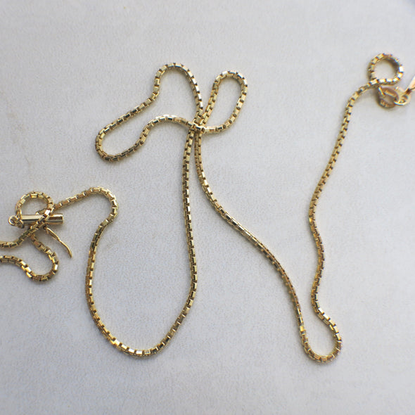 14K Yellow Gold Box Chain Necklace | 18 Inch Layering Chain Fine Jewelry