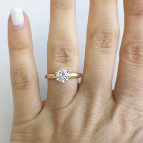 14K Yellow Gold Solitaire Diamond Engagement Ring – .92 CT Round Brilliant, Size 7, Classic Setting