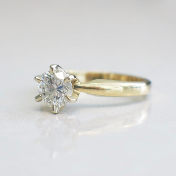 14K Yellow Gold Solitaire Diamond Engagement Ring – .92 CT Round Brilliant, Size 7, Classic Setting