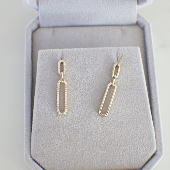 14K Gold Diamond Chain Link Drop Earrings – .33 CTW Natural Diamonds