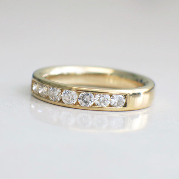 14K Yellow Gold Diamond Channel Set Wedding Band | .70 CTW SI1-2 F-G | Traditional Gold Ring | Size 6 | Stacking or Bridal Band