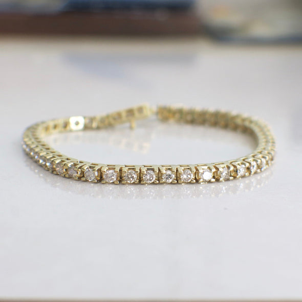 Vintage 14k Yellow Gold Diamond Tennis Bracelet – 2.5 CTW, 7” Estate Fine Jewelry