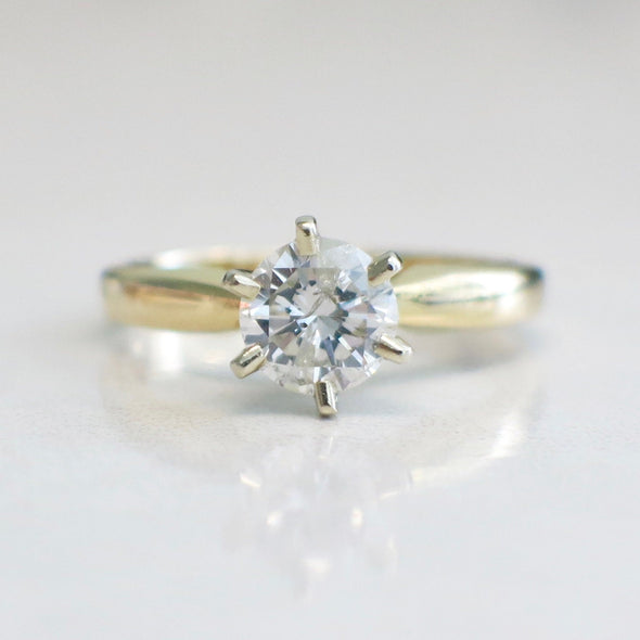 14K Yellow Gold Solitaire Diamond Engagement Ring – .92 CT Round Brilliant, Size 7, Classic Setting