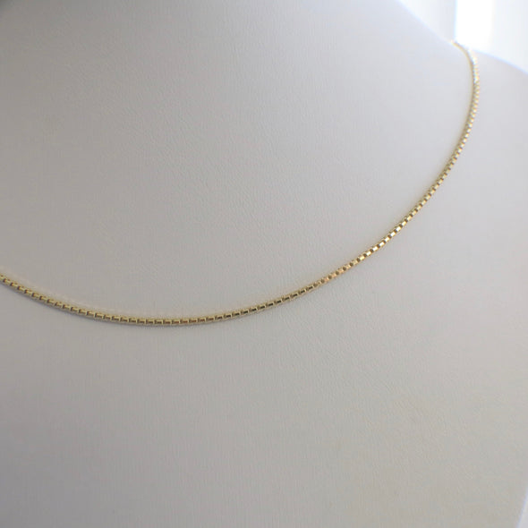 14K Yellow Gold Box Chain Necklace | 18 Inch Layering Chain Fine Jewelry