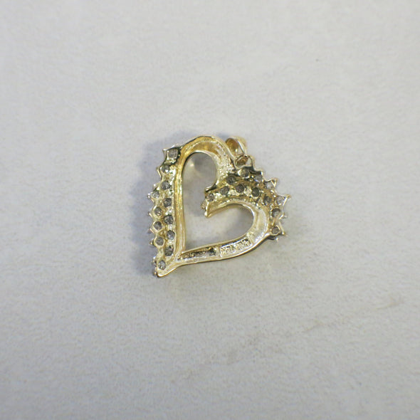 10K Gold Diamond Heart Pendant – Two Tone White and Yellow Gold .48 CTW