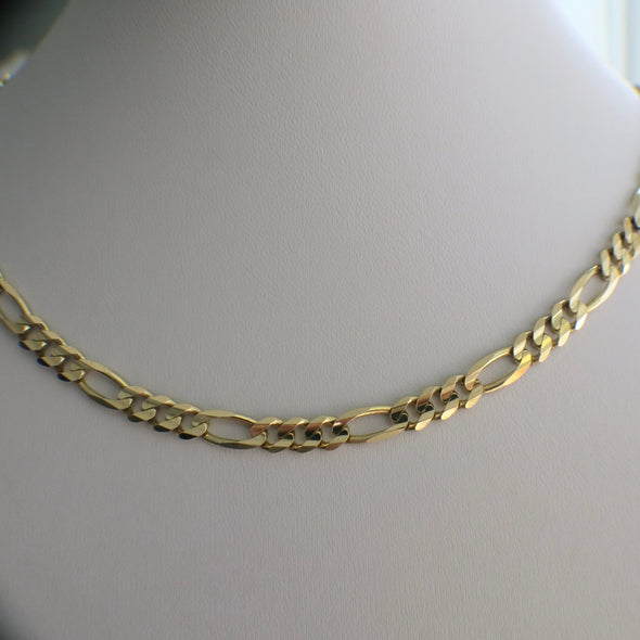 10K Yellow Gold Figaro Chain – 20” Long, 5.7mm Wide, 23.2g, Vintage Men’s Necklace