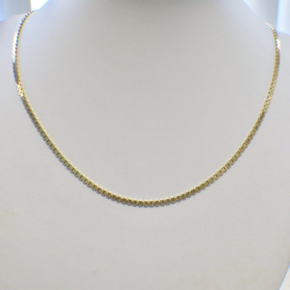 14K Yellow Gold Flat Box Chain Necklace | 20 Inch, 2.5 mm Wide, 13g Vintage Unisex - Black Market LLC