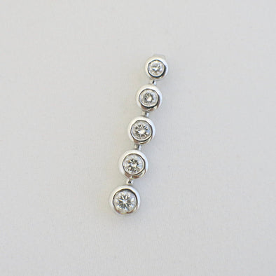 14K White Gold Diamond Bezel Drop Pendant – .75 CTW Vintage Ascending Necklace Charm