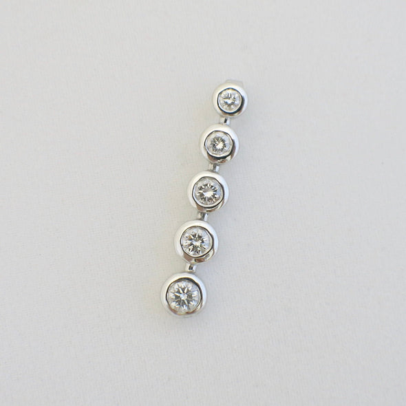 14K White Gold Diamond Bezel Drop Pendant – .75 CTW Vintage Ascending Necklace Charm
