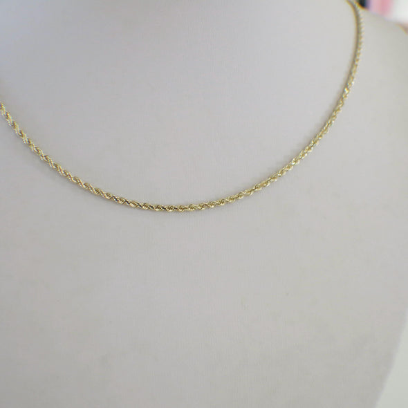 14K Yellow Gold Rope Chain Necklace, 24 Inch, 2.2 MM, 11g, Classic Gold Chain - Solid Rope Chain | Men's or Women's Layering Chain