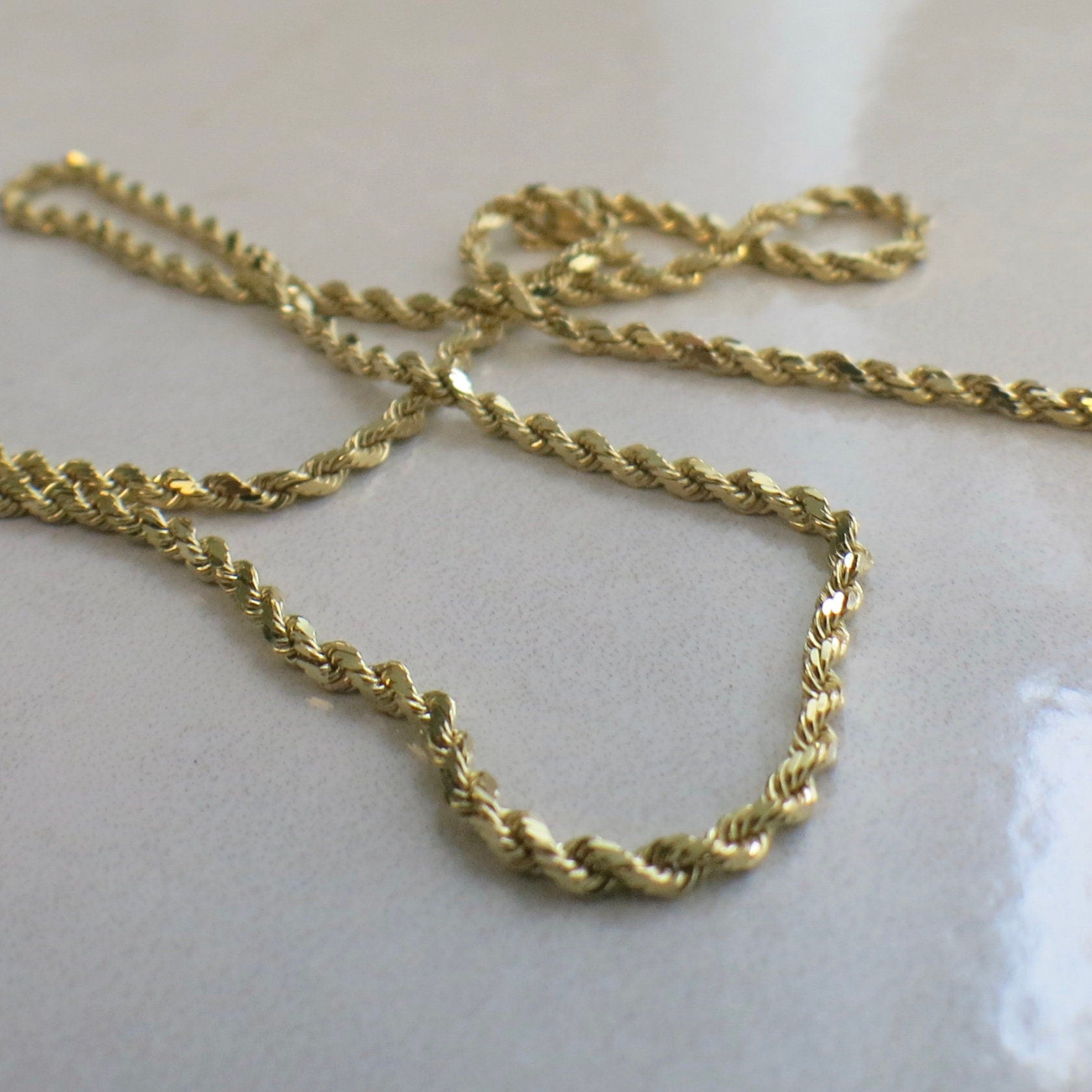 20 Inch 14K Yellow Gold Rope Chain Necklace – Heavy 2.3 mm, 9.4 g - Black Market LLC