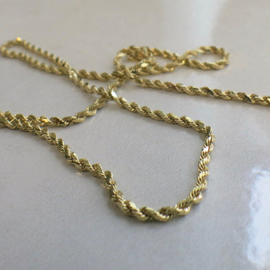 20 Inch 14K Yellow Gold Rope Chain Necklace | Heavy 2.3mm Gold Chain | 9.4g Solid Gold | Unisex Jewelry | Classic Real Gold Necklace