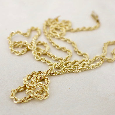 14K Yellow Gold Rope Chain Necklace – Heavy 24” Long, 2.4mm Wide, Layering or Pendant Chain, 13.2g