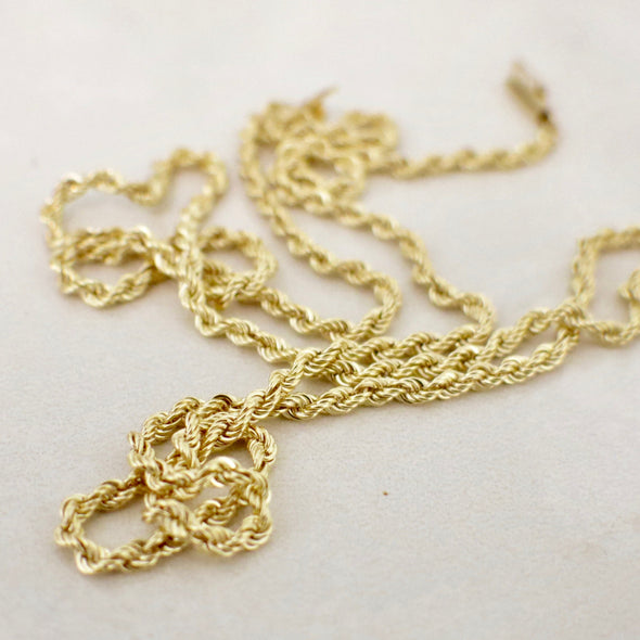 14K Yellow Gold Rope Chain Necklace – Heavy 24” Long, 2.4mm Wide, Layering or Pendant Chain, 13.2g