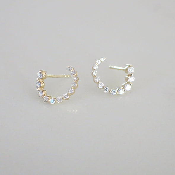 14K Gold Diamond Hoop Earrings | Front to Back Hoops | Dangle Diamond Hoops | Yellow White Rose Gold | Bridal Earrings Gift