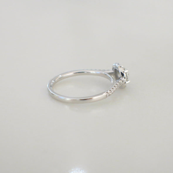 14K White Gold Diamond Halo Engagement Ring | Round Brilliant Center | Petite Halo Ring | .58 CTW | Size 5.25 | Dainty Bridal Ring