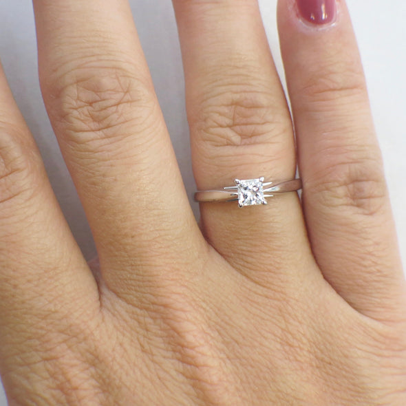 14K White Gold Princess Cut Diamond Solitaire Engagement Ring