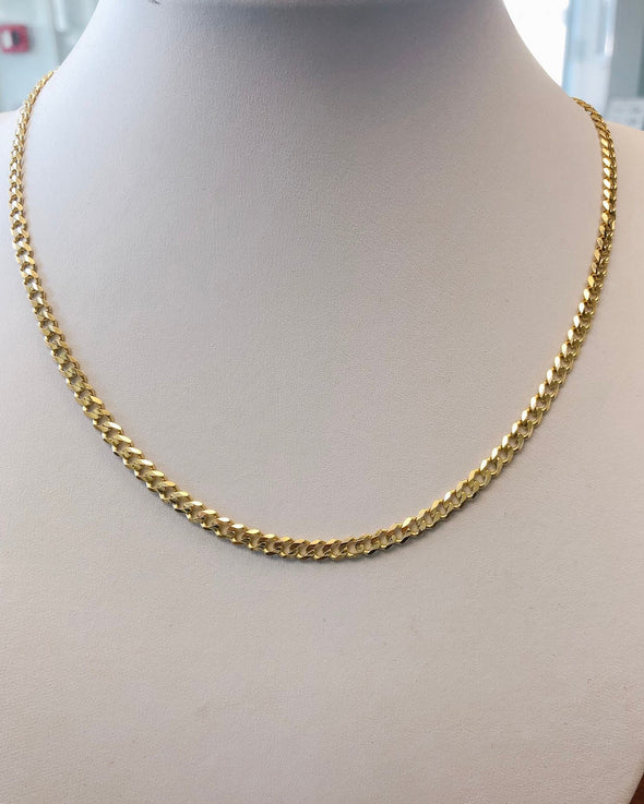 14K Yellow Gold Men’s Curb Chain – 18” Heavy Necklace, 4.2mm Wide, 12g, Bold Statement or Pendant Chain