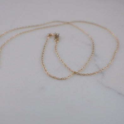 14K Yellow Gold Rope Chain Necklace | 16.5 Inch Fine Dainty Layering Chain