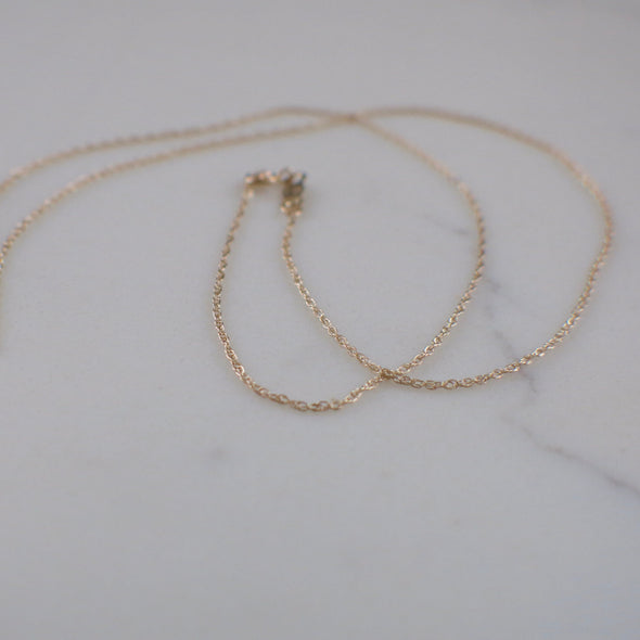 14K Yellow Gold Rope Chain Necklace | 16.5 Inch Fine Dainty Layering Chain