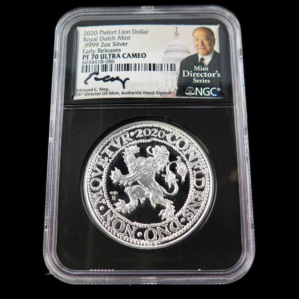 2020 Piedfort Lion Dollar – 2 oz Silver – NGC PF70 UC – Early Releases – Moy Signed