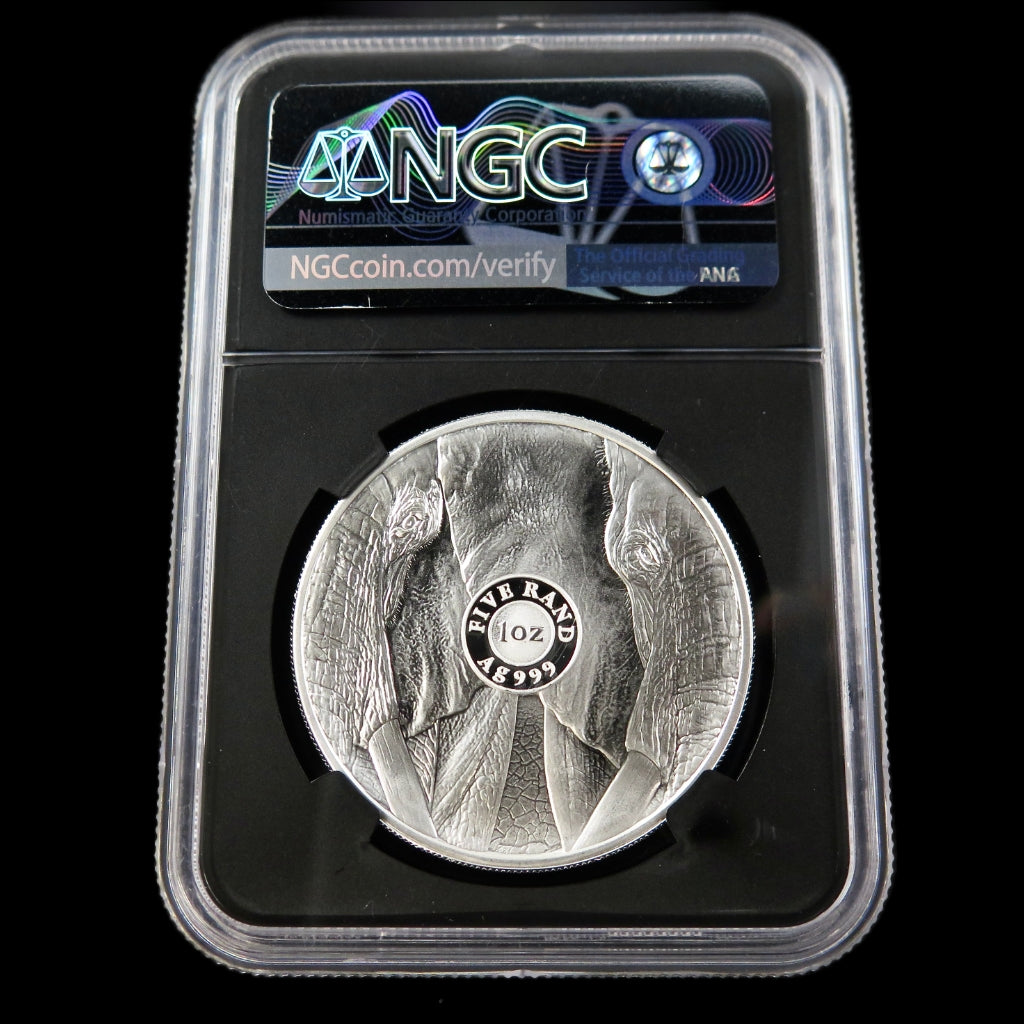 2021 Big 5 Elephant – 1 oz Silver – NGC PF70 UC – FDOI – Gold Label