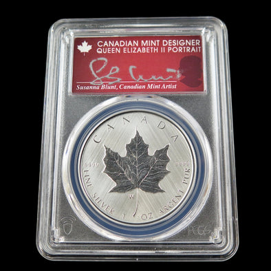 2021-W Canada Maple Leaf – 1 oz Silver – PCGS SP70 – First Strike – Blunt Signed