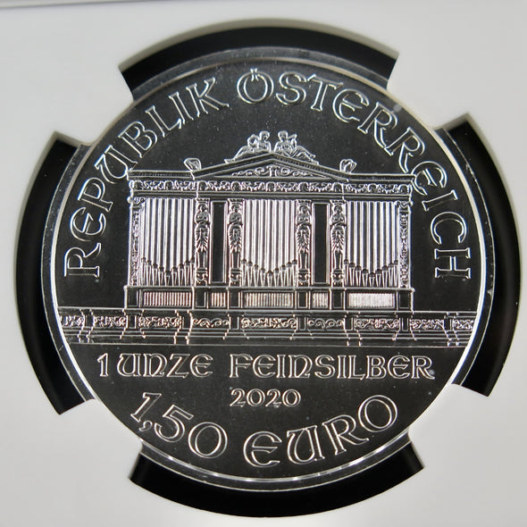 2020 Austria €1.50 Vienna Philharmonic – 1 oz .999 Silver – NGC MS69 – Austrian Mint Bullion Coin - Black Market LLC