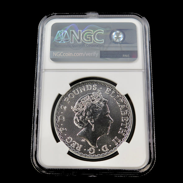 2021 Great Britain £2 Britannia – 1 oz .999 Silver – NGC MS69 – Royal Mint Bullion Coin - Black Market LLC